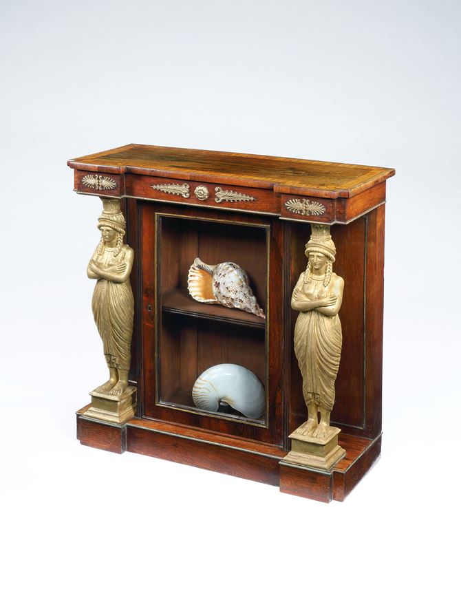 A rare rosewood satinwood and carved giltwood side cabinet | MasterArt